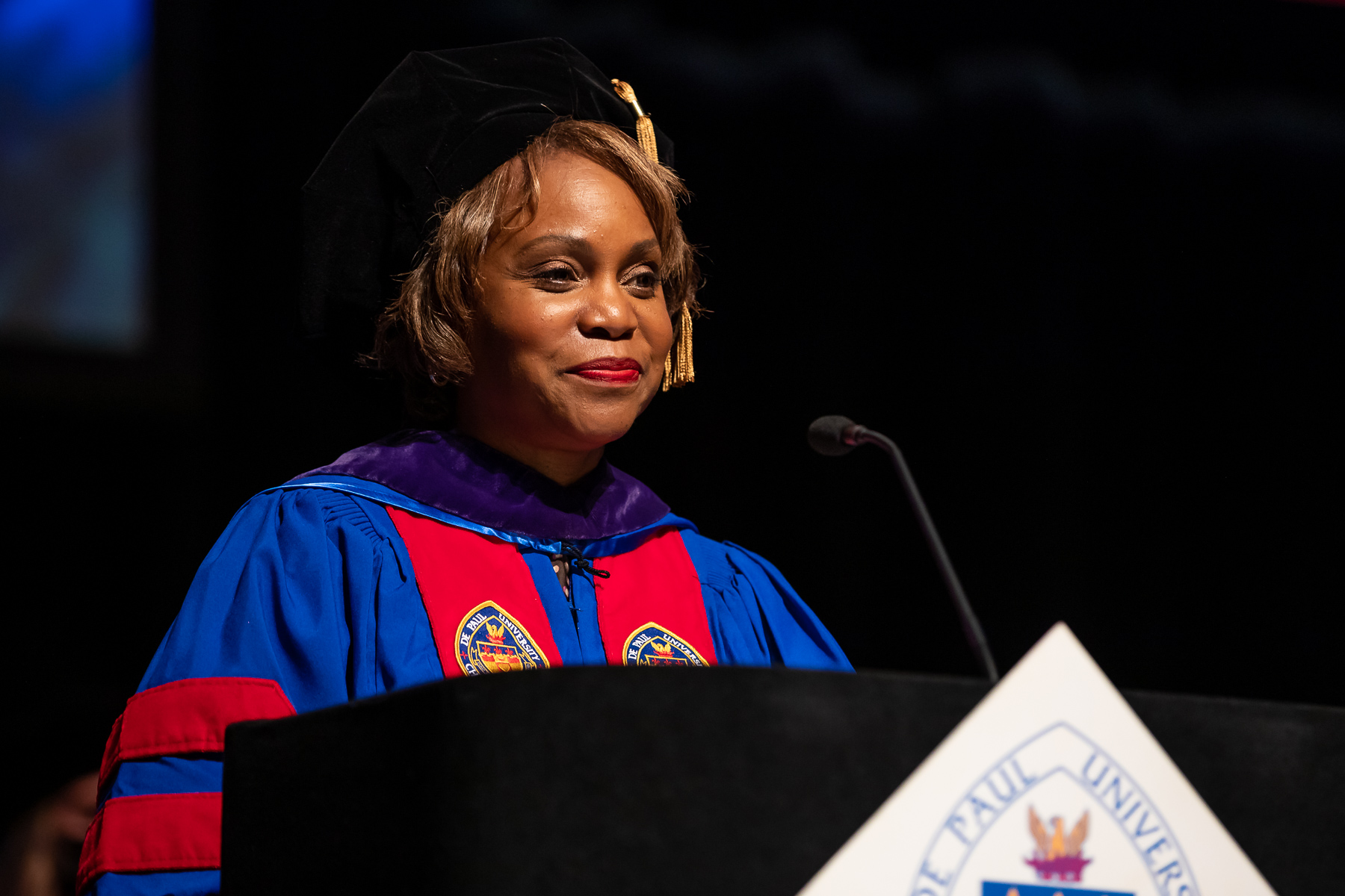 A DePaul Law alumna, Natalye Paquin, gave the commencement address.